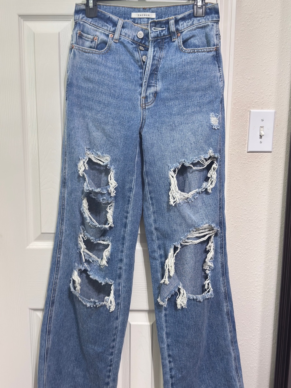 PacSun Medium Blue Distressed Flare Jeans